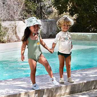 Chapeau Anti-UV Réversible Camion de Glace Illusion Bleu - 1/3 Ans