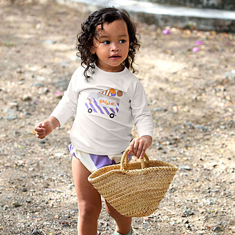 Maillot de Bain Couche Rayures Violet Sel Marin - 2/3 Ans