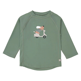 T-shirt Anti-UV Manches Longues Scooter Chien Vert - 12/18 Mois