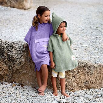 Poncho Surf en Terry Violet - 3/6 Ans