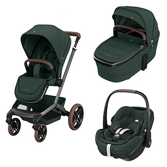 Poussette Trio Fame - Siège Auto Pebble 360 Pro² i-Size Groupe 0+ - Nacelle Fame -Twillic Green
