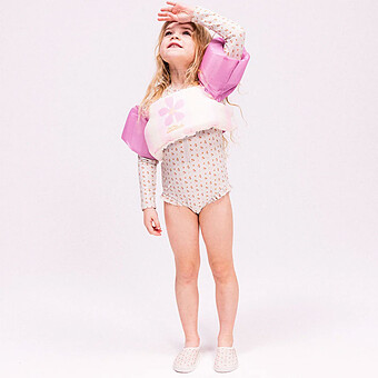 Gilet de Nage avec Brassards Pink Flower Market - 2/6 Ans 