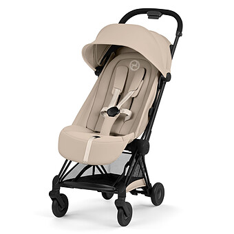 Poussette Ultra-compacte Coyä Confort Châssis Matt Black - Cozy Beige