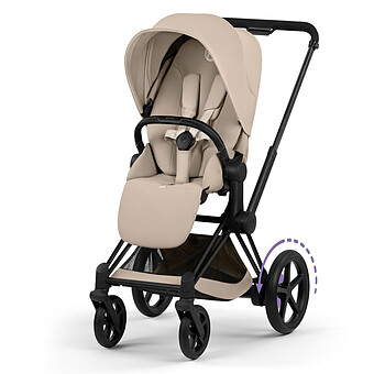 Pack Poussette e-Priam Confort Matt Black + Nacelle - Cozy Beige
