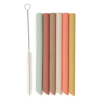 Lot de 6 Pailles en Silicone - Multicolore 