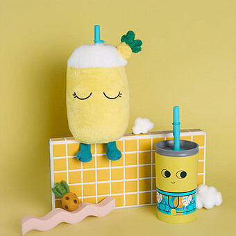 Mug Isotherme à Paille Peluche Fuzzie - Pip l'Ananas
