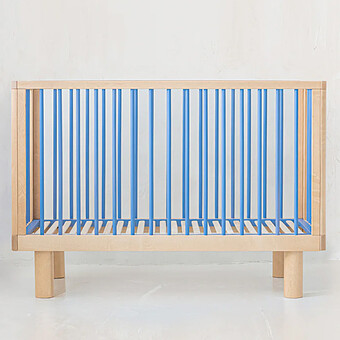 Lit Bébé Evolutif Nox Bois Naturel et Bleu - 60 x 120 cm