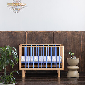 Lit Bébé Evolutif Nox Bois Naturel et Bleu - 60 x 120 cm