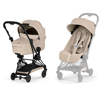 Pack Poussette Coyä Confort 2026 Matt Black + Nacelle - Cozy Beige