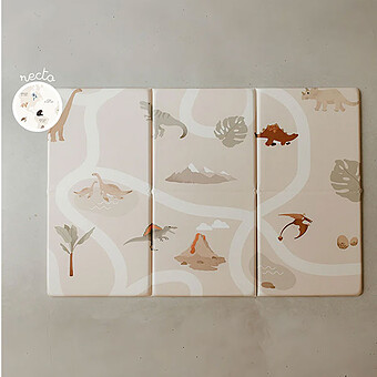 Tapis de Jeu Réversible Tapilou x BABYATOUTPRIX - Carte du Monde / Dinosaures