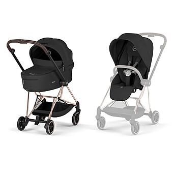 Pack Poussette Mios Confort 2026 Rosegold + Nacelle - Sepia Black