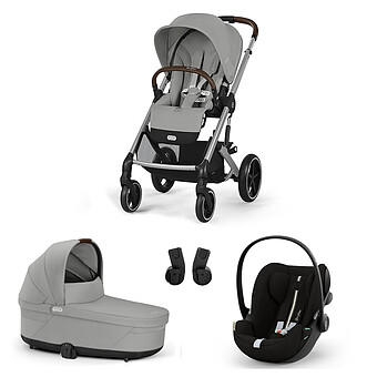 Poussette Trio Balios S Lux Cadre Argent - Siège Auto Cloud G  i-Size - Nacelle S Lux - Stone Grey & Moon Black