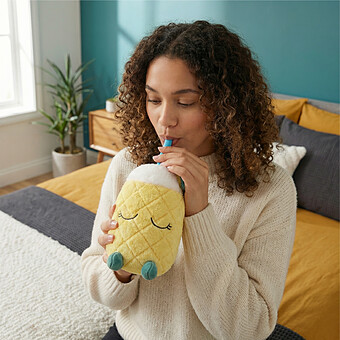 Mug Isotherme à Paille Peluche Fuzzie - Pip l'Ananas