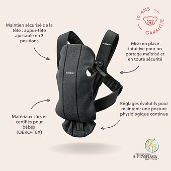 Porte-bébé Mini 3D Jersey - Gris Charbon