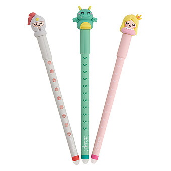 Lot de 3 Stylos Effaçables Bo-Bo - Chevalier, Princesse et Dragon