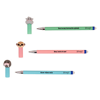Lot de 3 Stylos Effaçables Bo-Bo - Morse, Surricate et Hippopotame