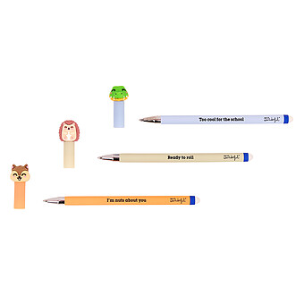Lot de 3 Stylos Effaçables Bo-Bo - Écureuil, Hérisson et Crocodile