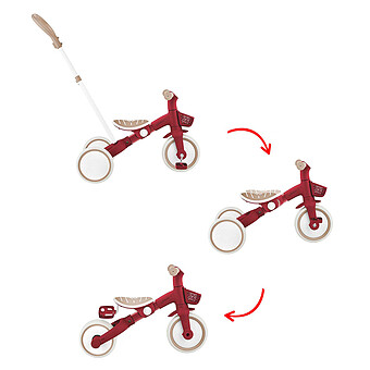 Tricycle Learning 3-en-1 Plus Eco - Rouge Foncé