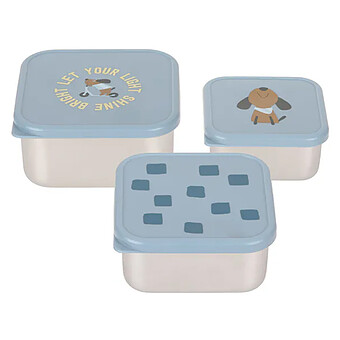 Lot de 3 Petites Boîtes à Goûter Pattern Part - Bleu