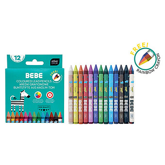 Lot de 12 Crayons de Couleur + 1 Crayon Graphite BEBE Kids
