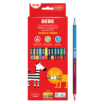 Lot de 12 Crayons de Couleur Double Côté BEBE Kids