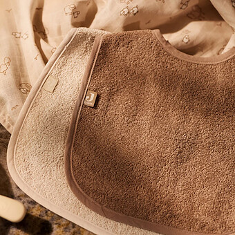 Lot de 2 Bavoirs Eponge - Sand & Milky Coffee
