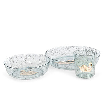 Set de Repas Pailleté 3 Pièces - Swan Blue