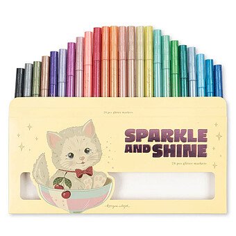 Lot de 24 Feutres Pailletés - Cat
