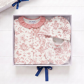 Coffret de Naissance Toile de Jouy Rose - 3 Mois