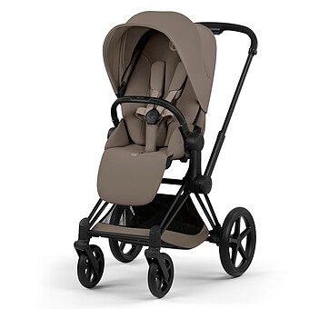 Pack Poussette Priam Confort Matt Black + Nacelle Pliable - Coconut Brown