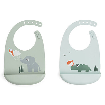 Lot de 2 Bavoirs Silicone - Playground Multicolore
