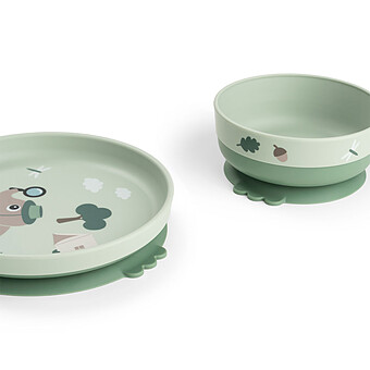 Coffret Repas 3 Pièces avec Gobelet 360° Foodie - Tiny Trails Vert