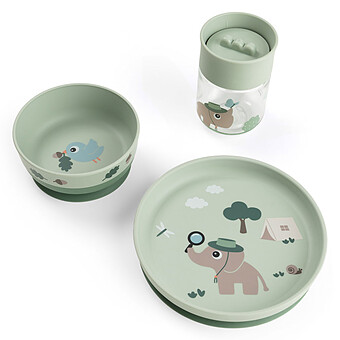 Coffret Repas 3 Pièces avec Gobelet 360° Foodie - Tiny Trails Vert