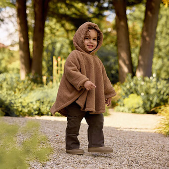 Poncho Teddy Fleece Curlé - Dark Hazel 