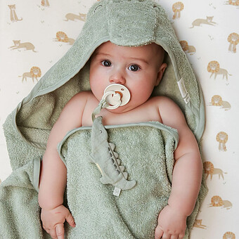 Doudou Attache Sucette Crocodile Safari Friends - Vert