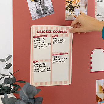 Liste de Courses Magnétique - Rayures Rose