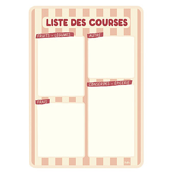 Liste de Courses Magnétique - Rayures Rose