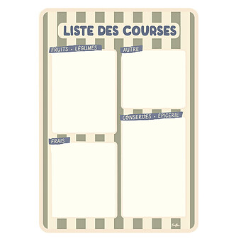 Liste de Courses Magnétique - Rayures Vert