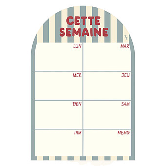 Cette Semaine Planning Hebdomadaire Magnétique Arche - Rayures Bleu