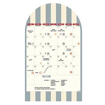 Calendrier Mensuel Perpétuel Magnétique Arche - Rayures Bleu