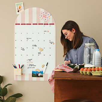 Calendrier Mensuel Perpétuel Magnétique Arche - Rayures Rose