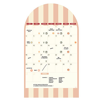 Calendrier Mensuel Perpétuel Magnétique Arche - Rayures Rose