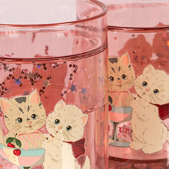 Lot de 2 Verres Magiques Rose Cat - 180 ml 