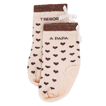 Chaussettes Coeurs Trésor à Papa Mocha - 6/18 Mois