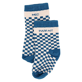 Chaussettes Damier Mec Parfait Pierre Bleue - 6/18 Mois