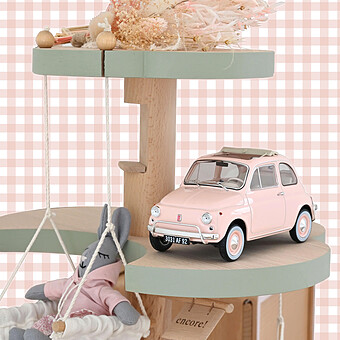 Pack Cadeau de Naissance Fiat 500 L 1968 1/18 - Rose