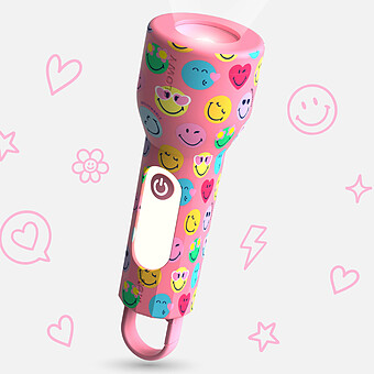 Lampe Torche Glowy Smiley World - Rose