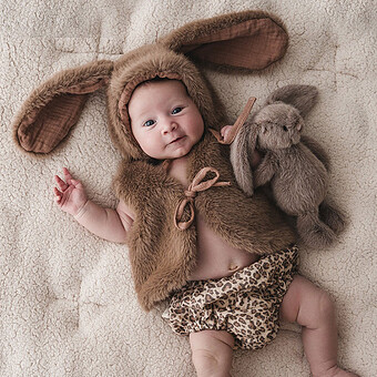 Bonnet Warmy Bunny Plushy Moka - 1/3 Mois