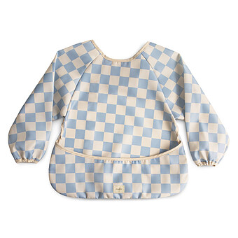Bavoir à Manches Blue Check - 6/24 Mois