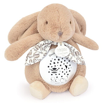 Peluche Lapin Veilleuse Musicale Projection d'Etoiles - Beige